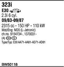 Walker BW50118 - Система випуску ОГ autocars.com.ua