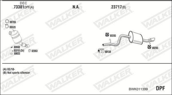 Walker BWK011399 - Система випуску ОГ autocars.com.ua