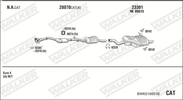Walker BWK019951B - Система випуску ОГ autocars.com.ua