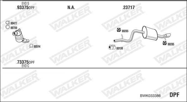 Walker BWK033386 - Система випуску ОГ autocars.com.ua