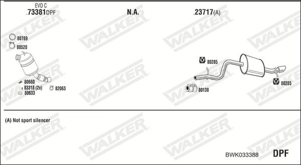 Walker BWK033388 - Система випуску ОГ autocars.com.ua