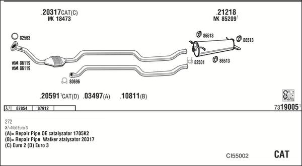 Walker CI55002 - Система випуску ОГ autocars.com.ua