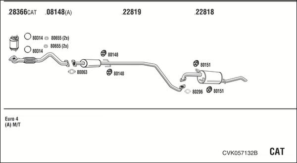 Walker CVK057132B - Система випуску ОГ autocars.com.ua