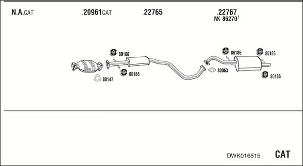 Walker DWK016515 - Система випуску ОГ autocars.com.ua