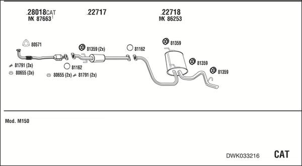 Walker DWK033216 - Система випуску ОГ autocars.com.ua