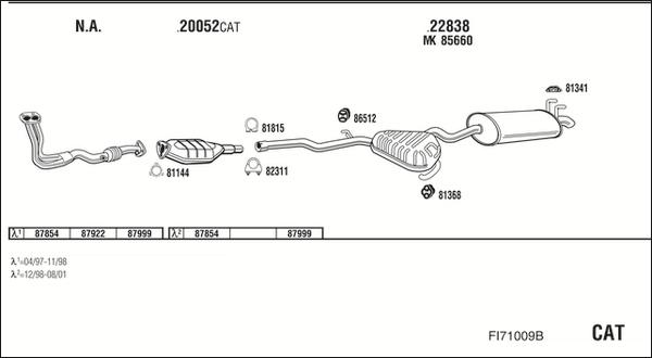 Walker FI71009B - Система випуску ОГ autocars.com.ua