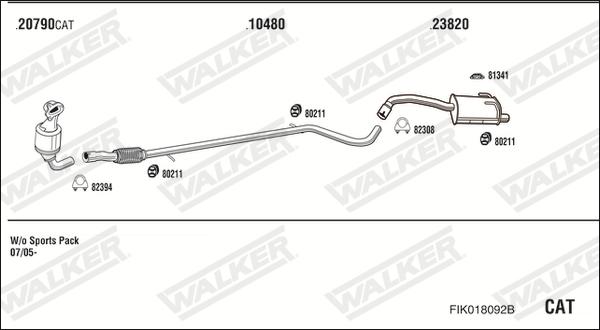 Walker FIK018092B - Система випуску ОГ autocars.com.ua