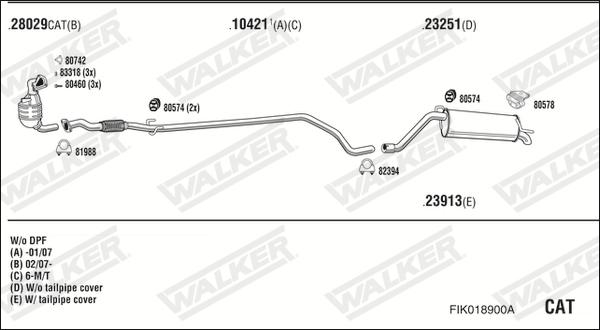 Walker FIK018900A - Система выпуска ОГ avtokuzovplus.com.ua