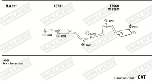 Walker FOK005821AB - Система выпуска ОГ avtokuzovplus.com.ua