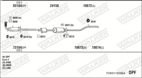 Walker FOK011955BA - Система випуску ОГ autocars.com.ua