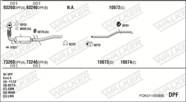 Walker FOK011955BB - Система випуску ОГ autocars.com.ua