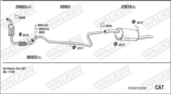 Walker FOK018330 - Система випуску ОГ autocars.com.ua