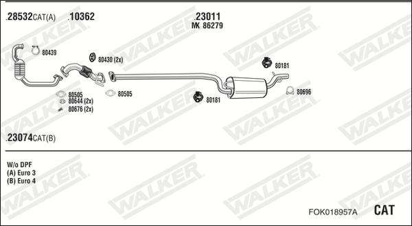 Walker FOK018957A - Система випуску ОГ autocars.com.ua