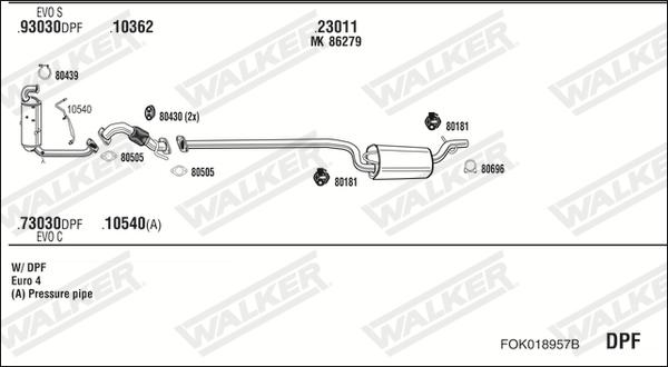 Walker FOK018957B - Система випуску ОГ autocars.com.ua
