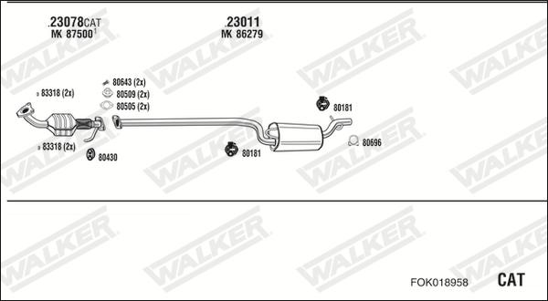 Walker FOK018958 - Система випуску ОГ autocars.com.ua