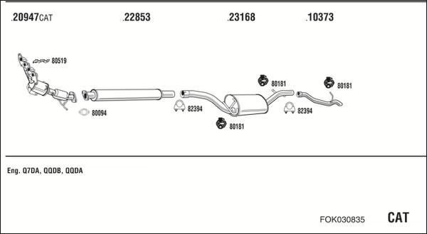 Walker FOK030835 - Система випуску ОГ autocars.com.ua