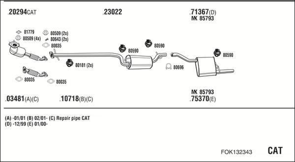 Walker FOK132343 - Система випуску ОГ autocars.com.ua