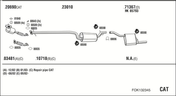 Walker FOK132345 - Система випуску ОГ autocars.com.ua