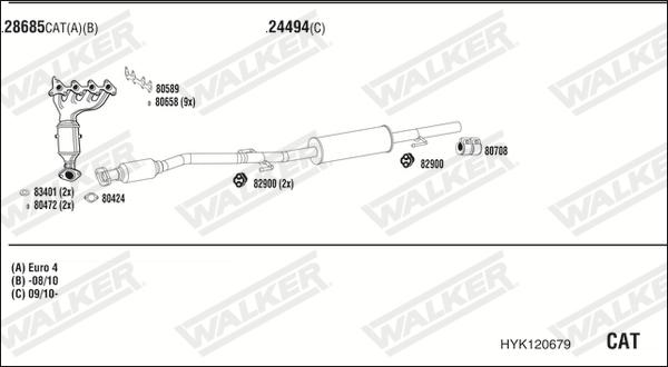 Walker HYK120679 - Система випуску ОГ autocars.com.ua