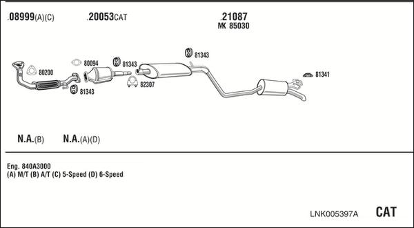 Walker LNK005397A - Система випуску ОГ autocars.com.ua