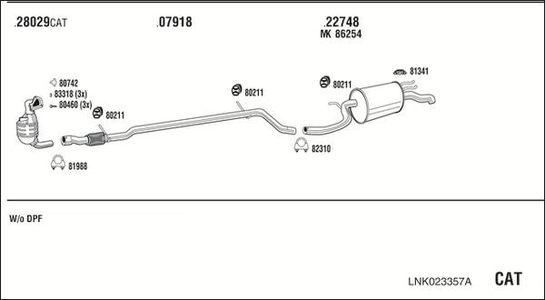 Walker LNK023357A - Система випуску ОГ autocars.com.ua