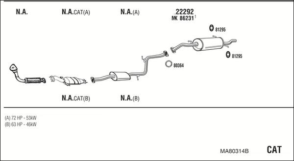 Walker MA80314B - Система випуску ОГ autocars.com.ua