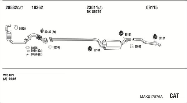 Walker MAK017876A - Система выпуска ОГ avtokuzovplus.com.ua