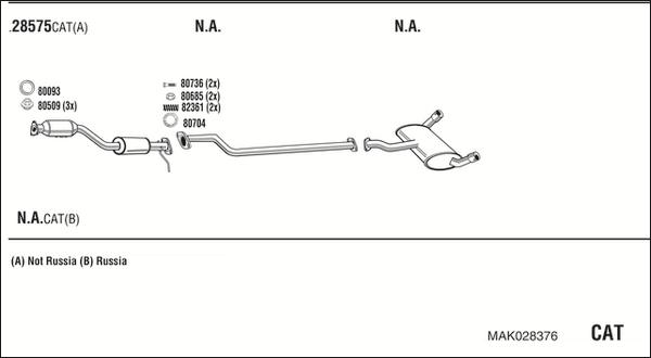 Walker MAK028376 - Система випуску ОГ autocars.com.ua