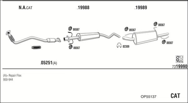 Walker OP55137 - Система випуску ОГ autocars.com.ua