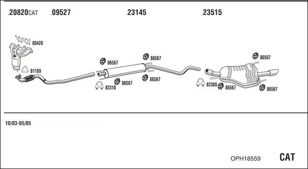 Walker OPH18559 - Система випуску ОГ autocars.com.ua