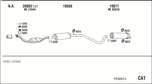 Walker PE30674 - Система випуску ОГ autocars.com.ua