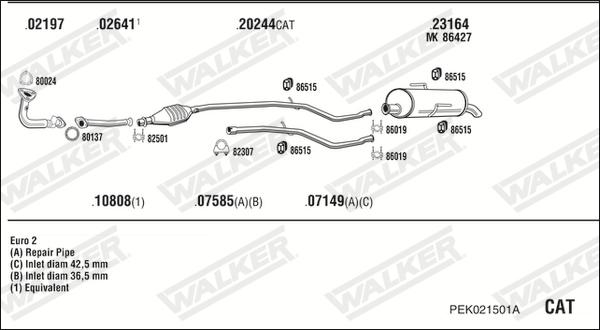 Walker PEK021501A - Система выпуска ОГ avtokuzovplus.com.ua