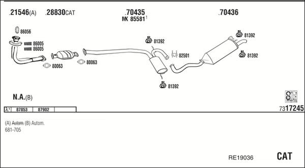 Walker RE19036 - Система випуску ОГ autocars.com.ua