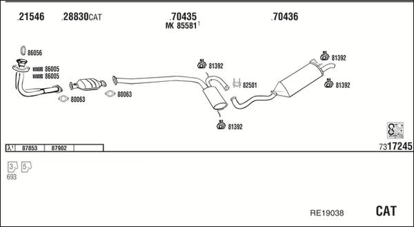 Walker RE19038 - Система випуску ОГ autocars.com.ua