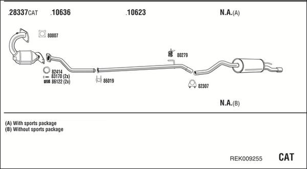 Walker REK009255 - Система випуску ОГ autocars.com.ua
