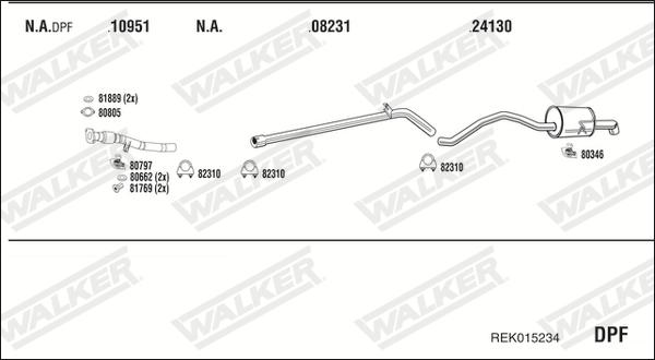 Walker REK015234 - Система випуску ОГ autocars.com.ua