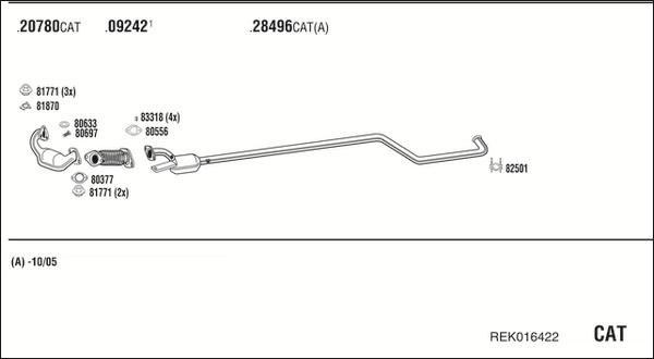 Walker REK016422 - Система випуску ОГ autocars.com.ua