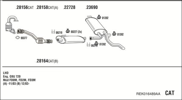 Walker REK016489AA - Система випуску ОГ autocars.com.ua