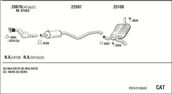 Walker REK018682 - Система випуску ОГ autocars.com.ua