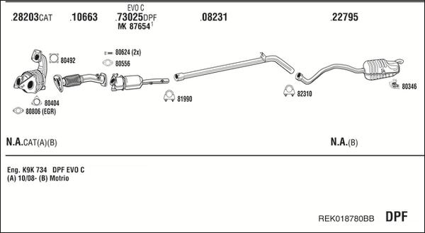 Walker REK018780BB - Система выпуска ОГ avtokuzovplus.com.ua