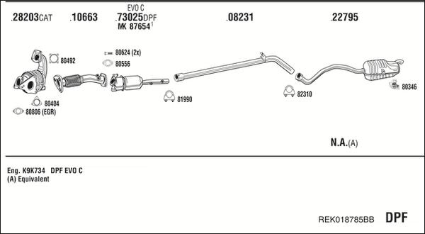 Walker REK018785BB - Система випуску ОГ autocars.com.ua