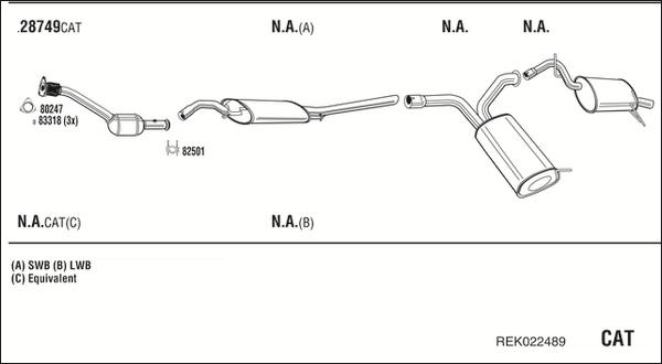 Walker REK022489 - Система випуску ОГ autocars.com.ua