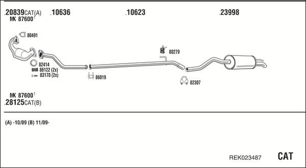 Walker REK023487 - Система випуску ОГ autocars.com.ua