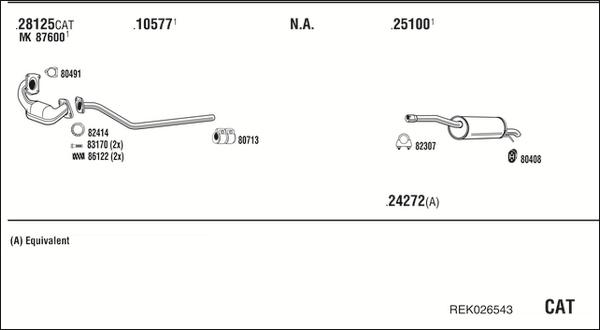 Walker REK026543 - Система випуску ОГ autocars.com.ua