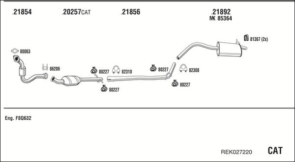Walker REK027220 - Система випуску ОГ autocars.com.ua