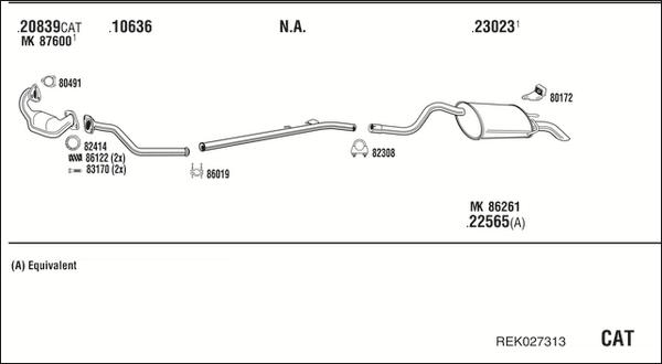 Walker REK027313 - Система випуску ОГ autocars.com.ua