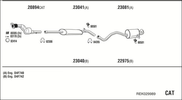 Walker REK029989 - Система випуску ОГ autocars.com.ua