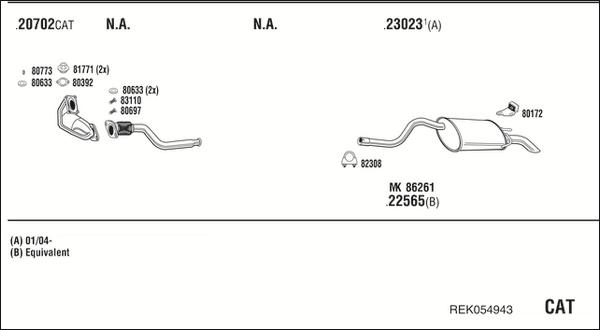 Walker REK054943 - Система випуску ОГ autocars.com.ua
