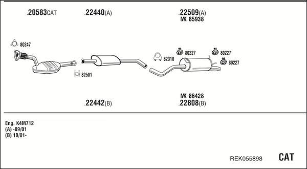 Walker REK055898 - Система випуску ОГ autocars.com.ua