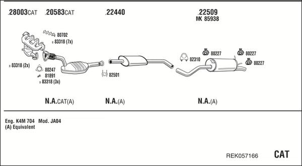 Walker REK057166 - Система випуску ОГ autocars.com.ua